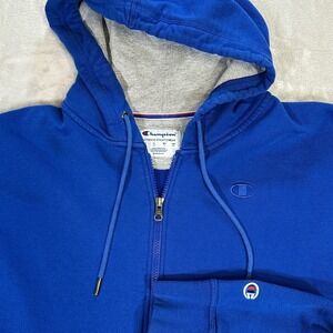Champion Mens Full Zip Hoodie Blue Fleece AW965H Large